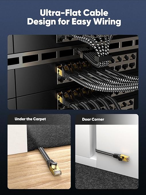 Cat 8 Ethernet Cable 150 FT Flat, High Speed 40Gbps 2000Mhz Braided Internet - Image 5