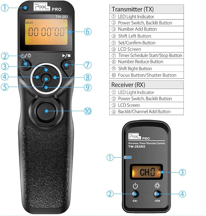 Remote Shutter Compatible for Canon, PIXEL Wireless Shutter Release Timer - Image 2