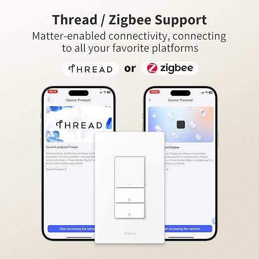 Aaqara Smart Dimmer Switch H2, 2-in-1 Neutral, Thread/Zigbee Support, Silent - Image 2