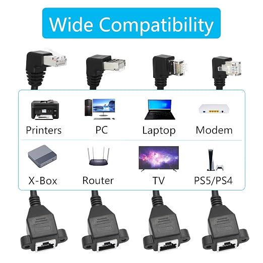 90 Degree Cat6 Ethernet Extension Cable 1FT, Right Angle RJ45 Male to Female - Image 6