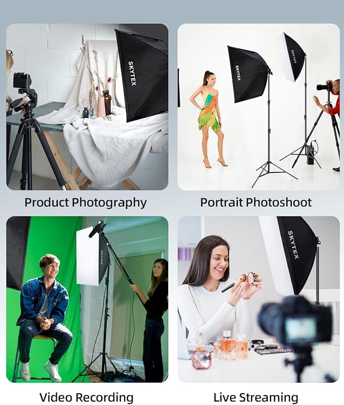 Skytex Softbox Lighting Kit 2Pack, 20x28in Soft Box | 135W 5500K E27 CFLBulb - Image 6