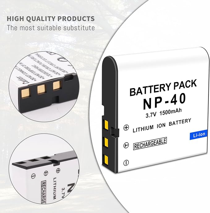 3-Pack NP-40 Battery, USB Dual-Channel Charger Compatible - Image 3