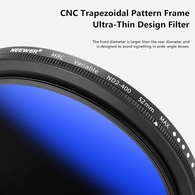 NEEWER 52mm Variable ND Filter ND2-ND400, Neutral Density Filter, Water and - Image 4