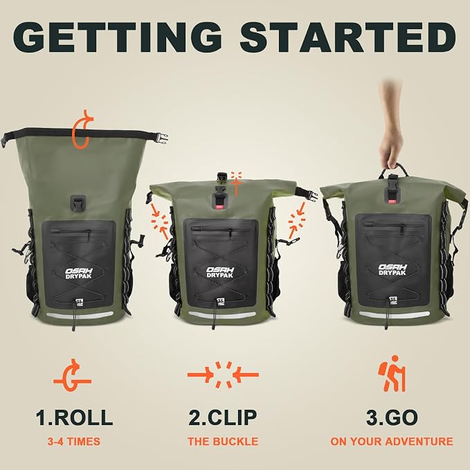 OSAH DRYPAK Waterproof Backpack Dry Bag 25L/35L/55L/85L – Heavy Duty Roll-Top - Image 6