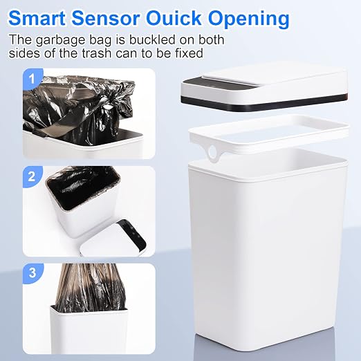 Anborry Bathroom Automatic Trash Can 3 Pack 2.2 Gallon Motion Sensor Touchless - Image 6