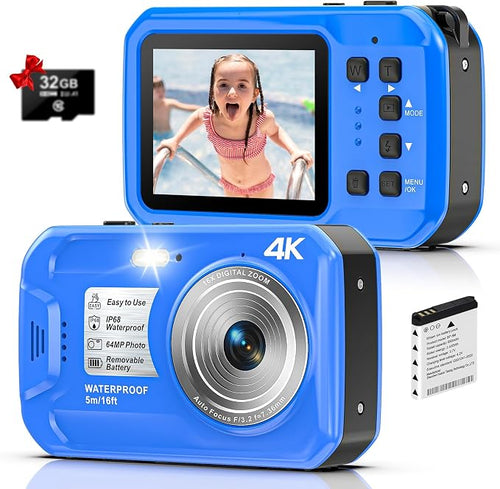 4K 64MP Floatable Underwater Camera, 16FT Waterproof Autofocus Digital Camera by Yifecial