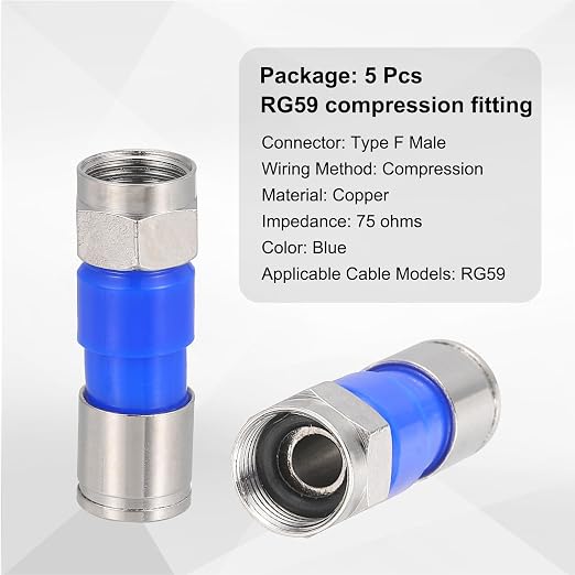 MECCANIXITY 5 Pcs F Type Coaxial Cable Compression Connectors, 75 Ohm Copper - Image 3
