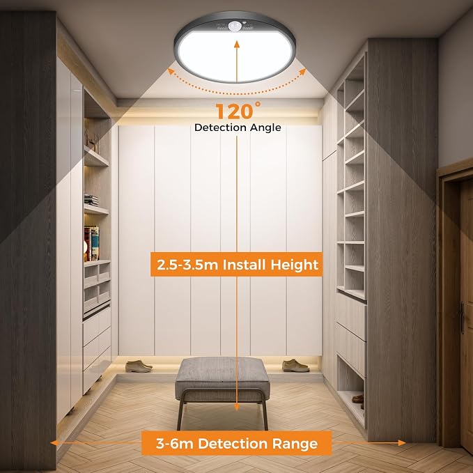 slochi 2Pack Motion Sensor Light Indoor Wired, 12 Inch 3000K/4000K/6500K Closet - Image 6