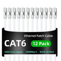 Yauhody CAT 6 Ethernet Cable 5ft 12-Pack White, High Speed Solid Flat CAT6 by Yauhody