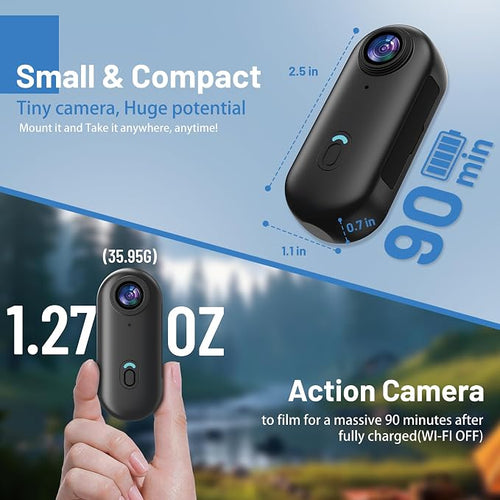 4K Mini WiFi Action Camera 64GB Thumb POV Portable Body Cam Wearable Video - Image 2