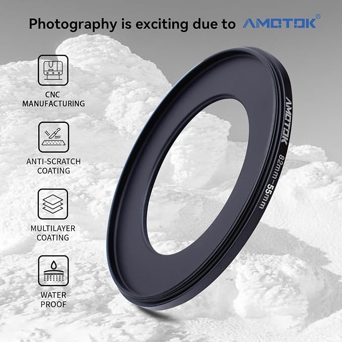 82mm Lens to 55mm Camera Lens Adapter, 82mm to 55mm Filter Step-Down Ring - Image 2