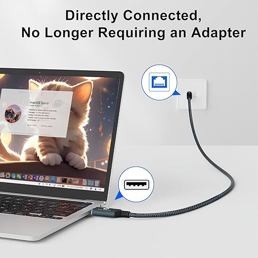 USB to Ethernet Cable 15FT, USB 3.0 A to RJ45 Male Cable Directly Connected - Image 4