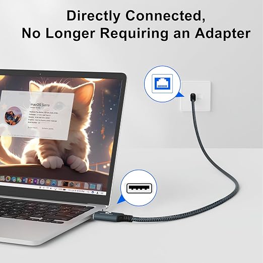USB to Ethernet Cable 30FT, USB 3.0 A to RJ45 Male Cable Directly Connected - Image 4