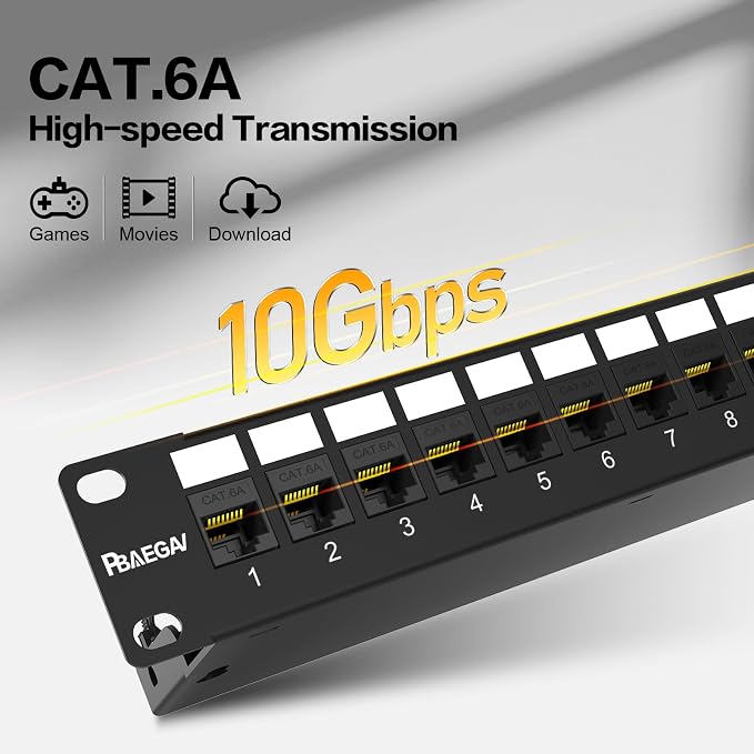 Patch Panel 12 Port【EC Listed】 10Gbps Cat6A Ethernet Network Patch Panel - Image 5