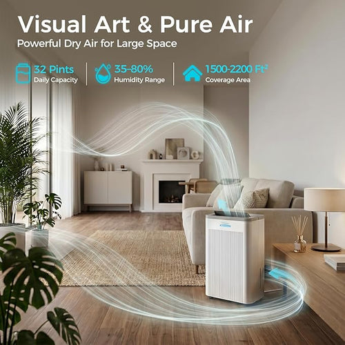 1500 Sq.Ft Dehumidifier, Max 32 Pint Quiet Dehumidifier - Image 2