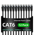 Yauhody CAT 6 Ethernet Cable 10ft 12-Pack Black, High Speed Solid Flat CAT6 by Yauhody