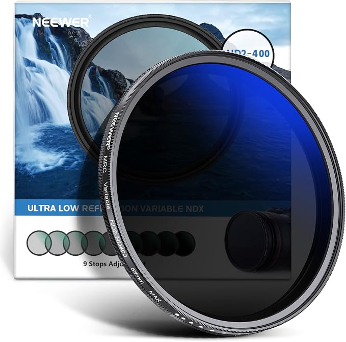NEEWER 58mm Variable ND Filter ND2-ND400, Neutral Density Filter, Water and by Neewer