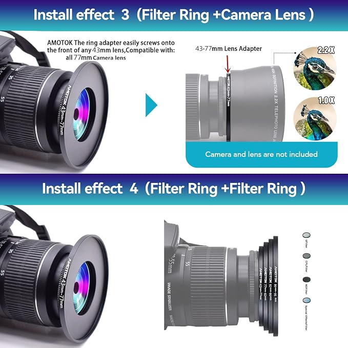 43mm to 77mm Lens adapter/43mm Lens to 77mm Camera Filters Ring Compatible All - Image 7