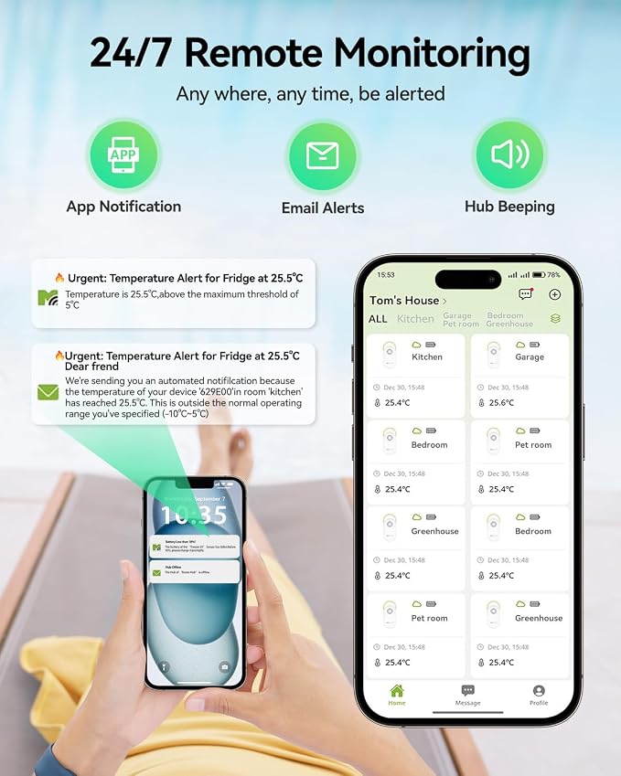 MOCREO WiFi Remote Refrigerator Thermometer, 1/3 Mile Long Range Freezer Alarm - Image 4
