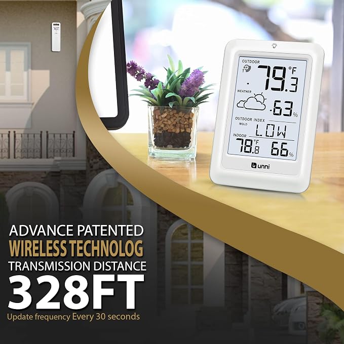 Indoor Outdoor Thermometer Wireless Weather Station, Temperature Humidity - Image 3