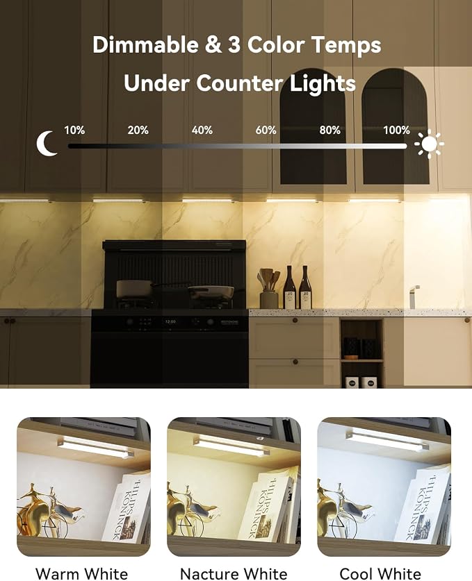 Under Cabinet Lighting 8 Inches Rechargeable Motion Sensor Light Indoor - Image 2