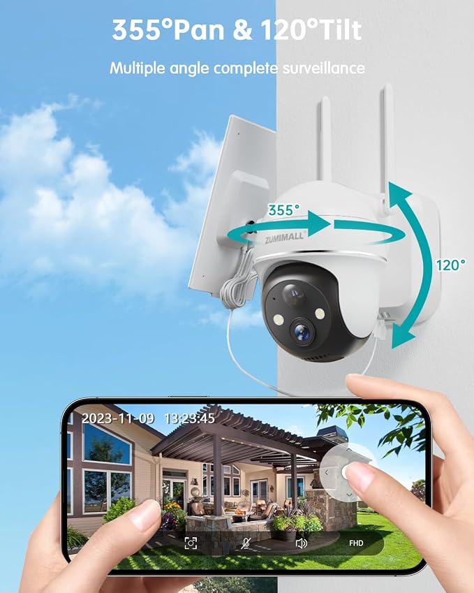 ZUMIMALL Solar Security Cameras Wireless Outdoor, 360° View Outdoor Camera - Image 2