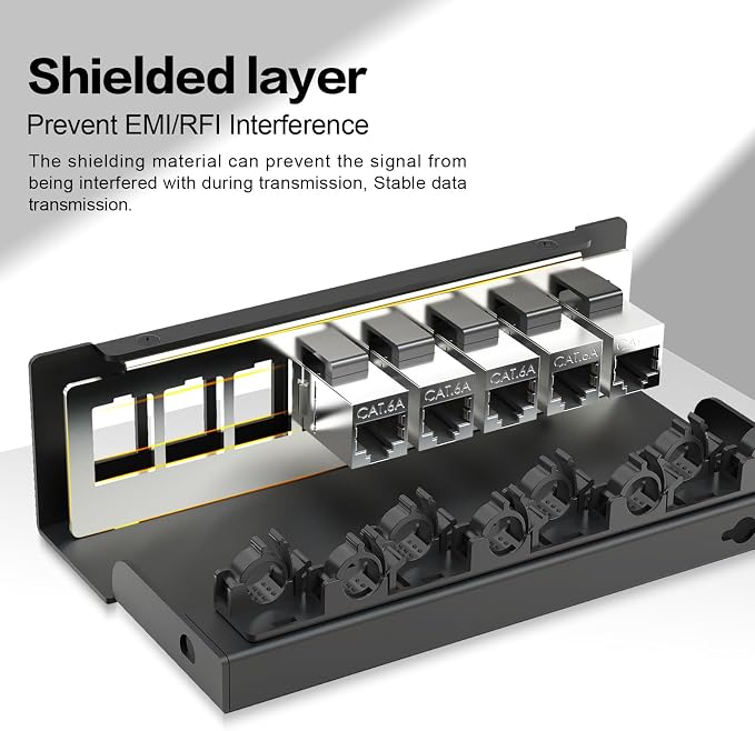 Patch Panel 8 Port with 8pcs Cat6A Keystone Jack【EC Listed】 Shielded No Rust - Image 3