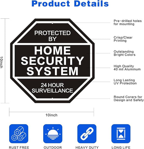 2Pack 10'' x 10'' Reflective Aluminum Home Security Sign, Weatherproof Yard - Image 2