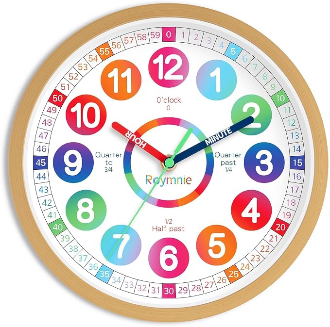 Roymnie Wall Clock Battery Operated 12 Inch Silent Non Ticking Teaching Clock by Unknown