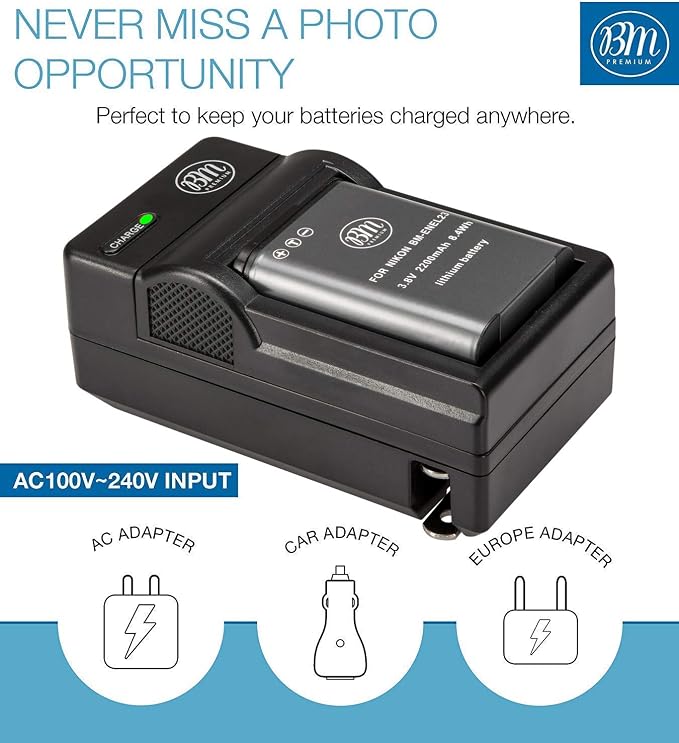 BM Premium 2 Pack of EN-EL23 Batteries and Battery Charger - Image 3
