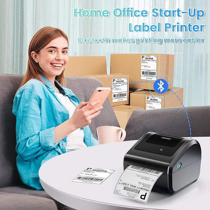 Bluetooth Shipping Label Printer 4x6, D450BT Thermal Label Printer - Image 3
