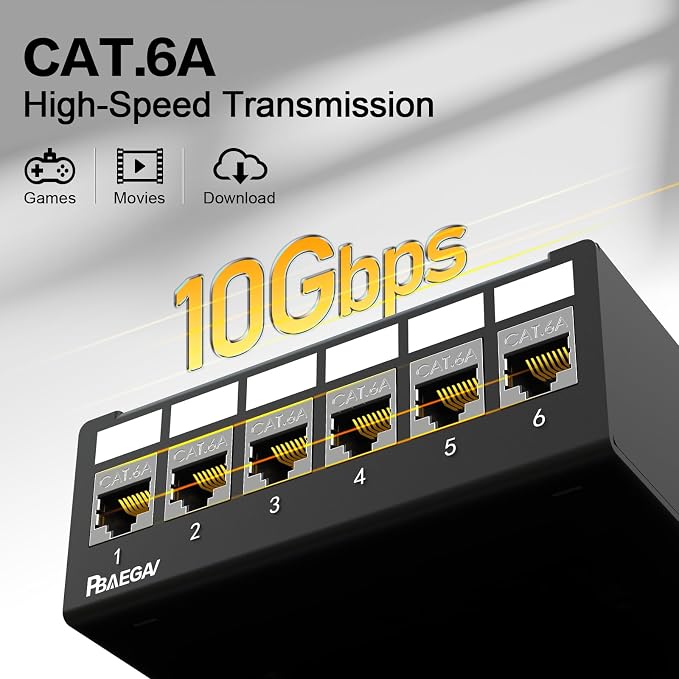 Patch Panel 6 Port with 6pcs Cat6A Keystone Jack【EC Listed】 Shielded No Rust - Image 5