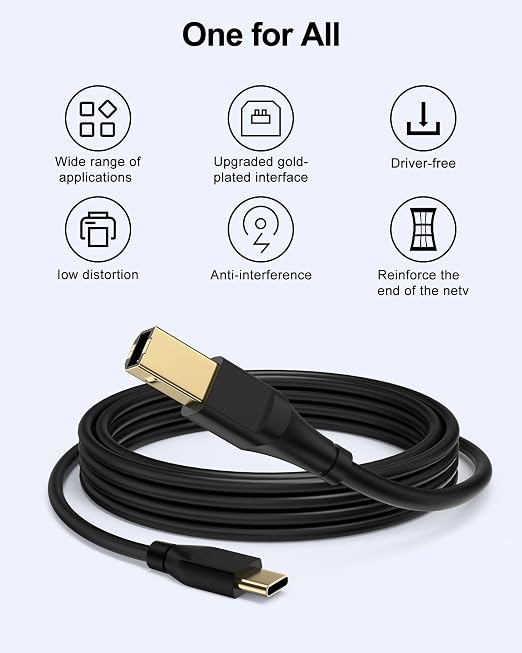 Printer Cable 6ft, Scanner USB C to USB B Cable - Image 2