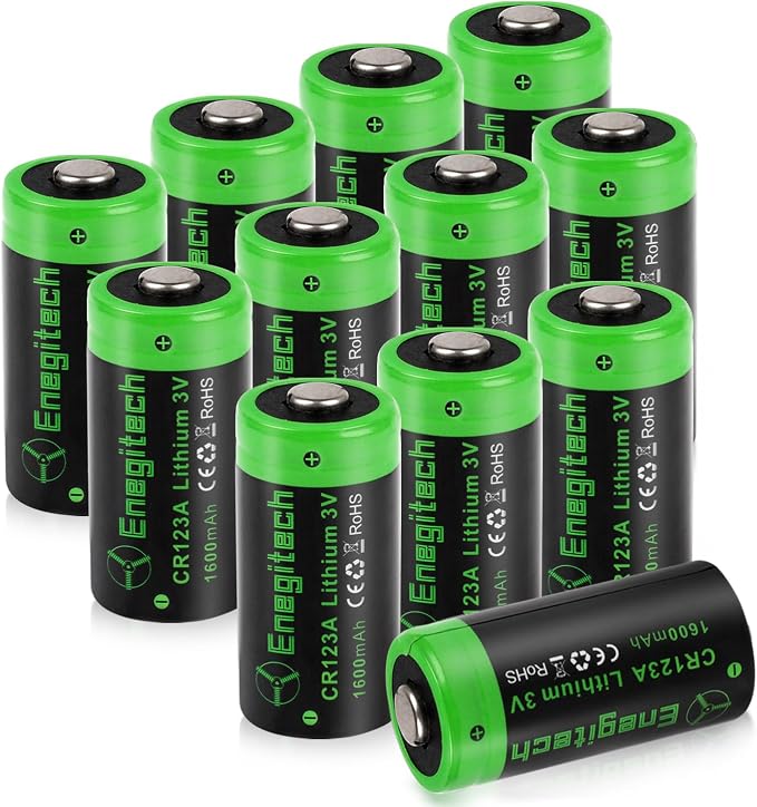 Enegitech CR123A 3V Lithium Battery, 123 Lithium Batteries 3 Volt 1600mAh by Enegitech