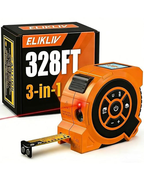 328Ft 3-in-1 Digital Laser Tape Measure Rechargeable Measuring Tool &16Ft by Elikliv