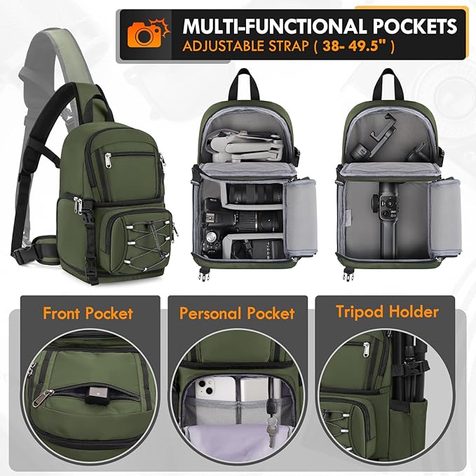 RAINSMORE Camera Bag, DSLR & Mirrorless Camera Sling Bag - Image 3