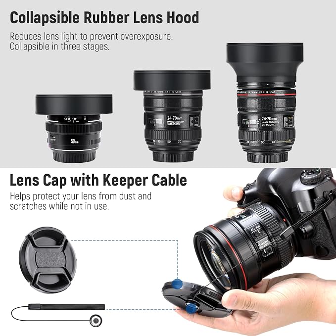 NEEWER 37mm Lens Filter Kit: UV, Lens Hood and Lens Cap Compatible - Image 7