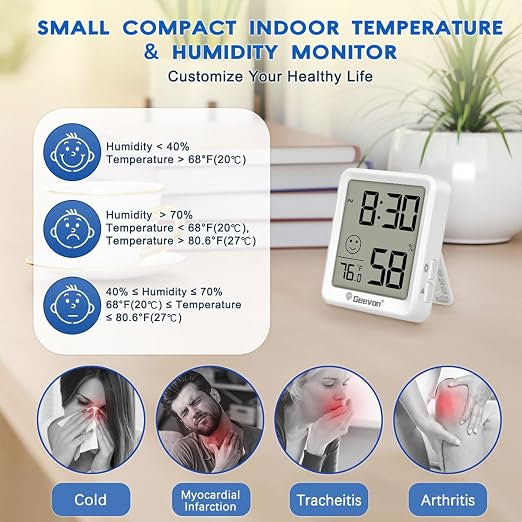 Geevon 6-Pack Mini Indoor Thermometer Hygrometer – Indoor Temperature & - Image 3
