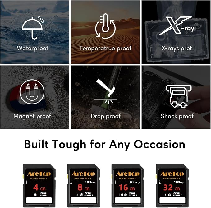 AreTop SD Card 8GB, 10 Pack UHS-I Class 10 SDHC Memory Card, 10 Pack 8GB Full - Image 7
