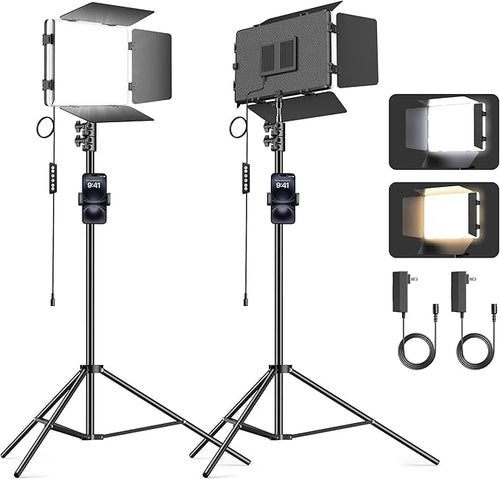 2 Pack LED Video Light Kit 79'' Tripod Light Stand, 30W 3000Lux Photography by Unknown