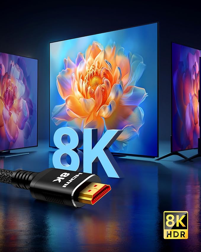 Snowkids 8K HDMI 2.1 Cable 12 ft, Non-Slip Nylon Braided, 48Gbps Ultra - Image 9