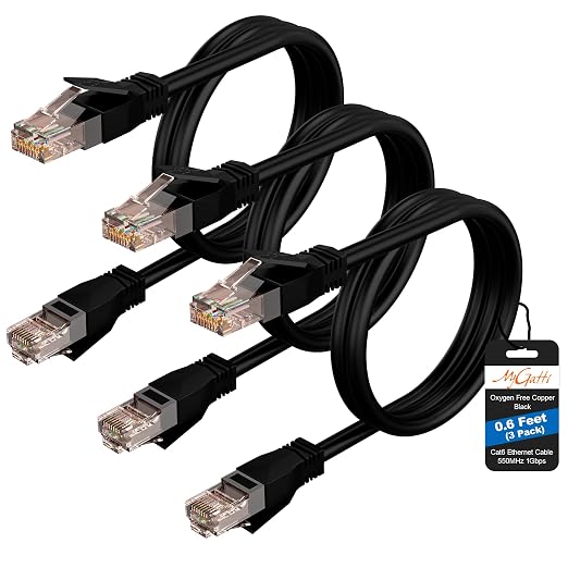 Cat6 Ethernet Cable 0.6 FT, Snagless Short Cat 6 Patch Cord, RJ45 Pure Copper by Mygatti