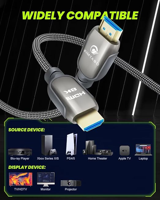 HDMI 2.1 Cable 15 ft 48 Gbps, Ultra High Speed HDMI Cable, 4K HD 120Hz 144Hz 2K - Image 6