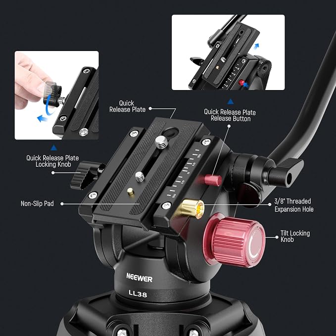 NEEWER 79"/2m Video Camera Tripod - Image 5