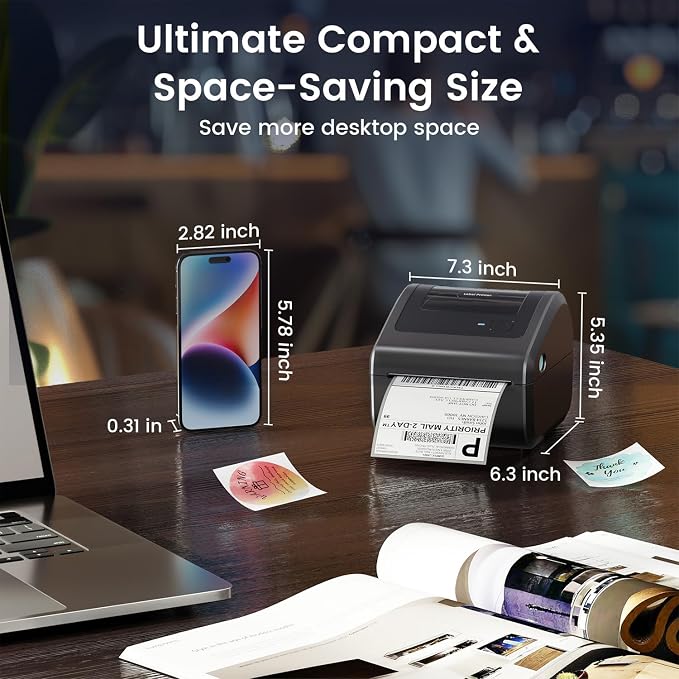 Bluetooth Shipping Label Printer 4x6, D450BT Thermal Label Printer - Image 5