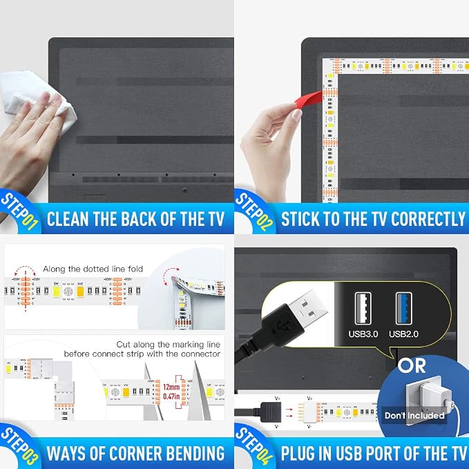 GIDERWEL Smart ZigBee 3.0 USB LED Strip Light RGBWW 3.3ft Kit - Image 5