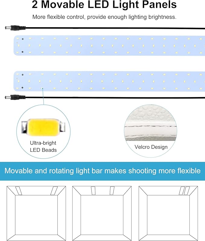 PULUZ 24x24 Inch Photo Studio Light Box, Dimmable 136 LED Beads CRI≥95 Foldable - Image 6