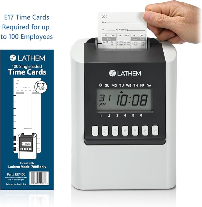 Lathem 700E Calculating Electronic Time Clock, 6.9" x 5.2" x 9.6" - Image 3