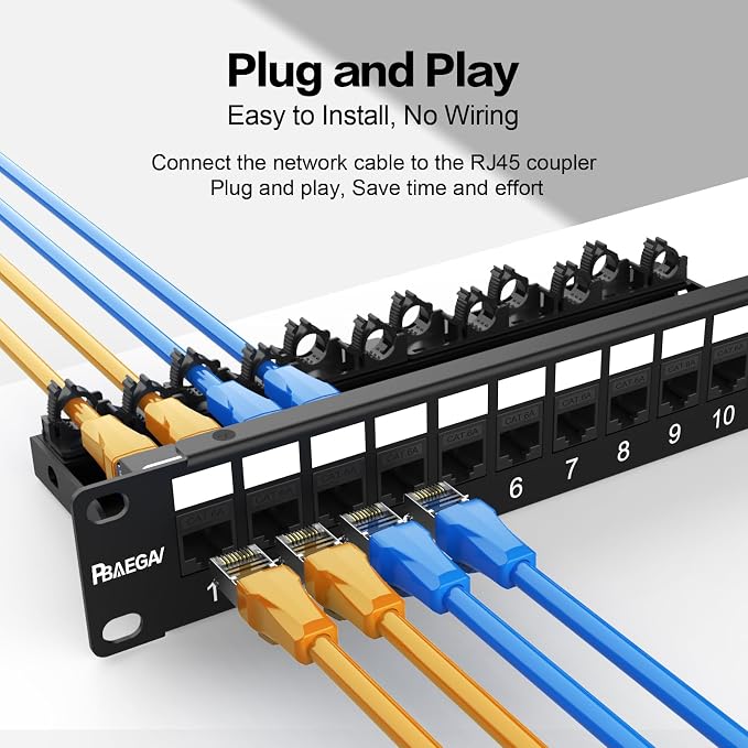 Patch Panel 12 Port【EC Listed】 10Gbps Cat6A Ethernet Network Patch Panel - Image 4