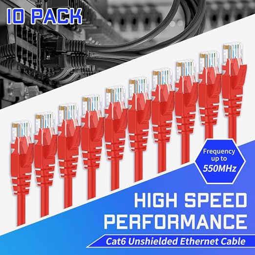 Cat6 Ethernet Cable 0.5 Feet 10 Pack Network RJ45 Cat6 Internet Patch Cable - Image 2